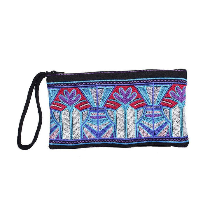 Deco Embroidered Wristlet Pouch | Handmade - Thailand
