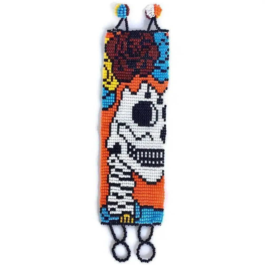 Sugar Skull | Catrina Seed Bead Adjustable Closure Bracelet - Guatemala-Bracelets-Lumily-Orange / Red-Lumily MZ Fair Trade Nena & Co Hiptipico Novica Lucia's World emporium