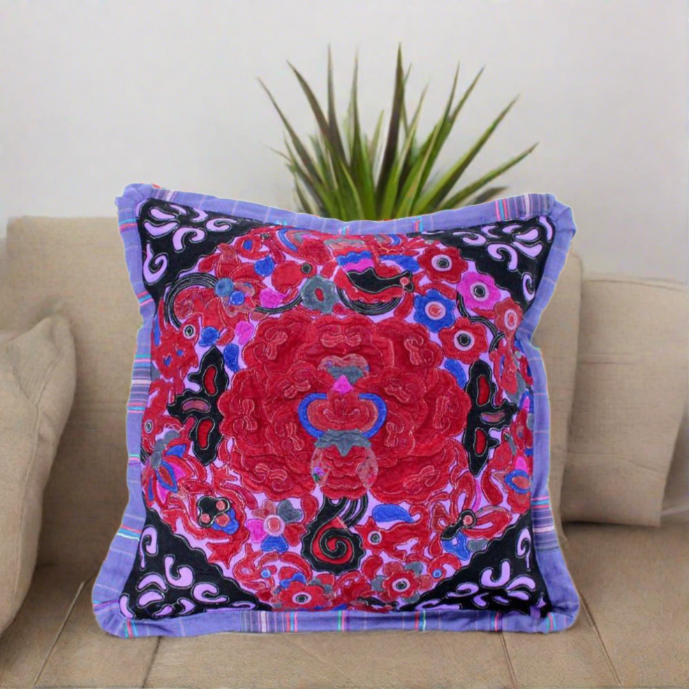 Applique Vintage Flower Handmade Cushion - Thailand-Decor-Lumily-Lumily MZ Fair Trade Nena & Co Hiptipico Novica Lucia's World emporium