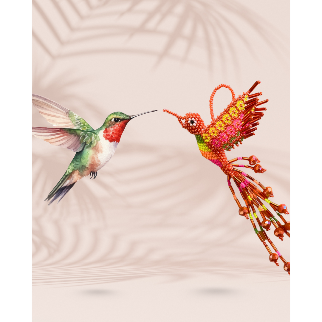 Large Hummingbird Seed Bead Handmade Ornament - Guatemala-Decor-Yulisa (Galería Artes Chávez - GU)-Lumily MZ Fair Trade Nena & Co Hiptipico Novica Lucia's World emporium