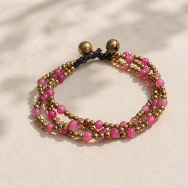 Harmony Bead Bracelet with Ajustable Closure - Thailand-Kannika (Deeproot Accessories - TH)-Pink-Lumily MZ Fair Trade Nena &amp; Co Hiptipico Novica Lucia&