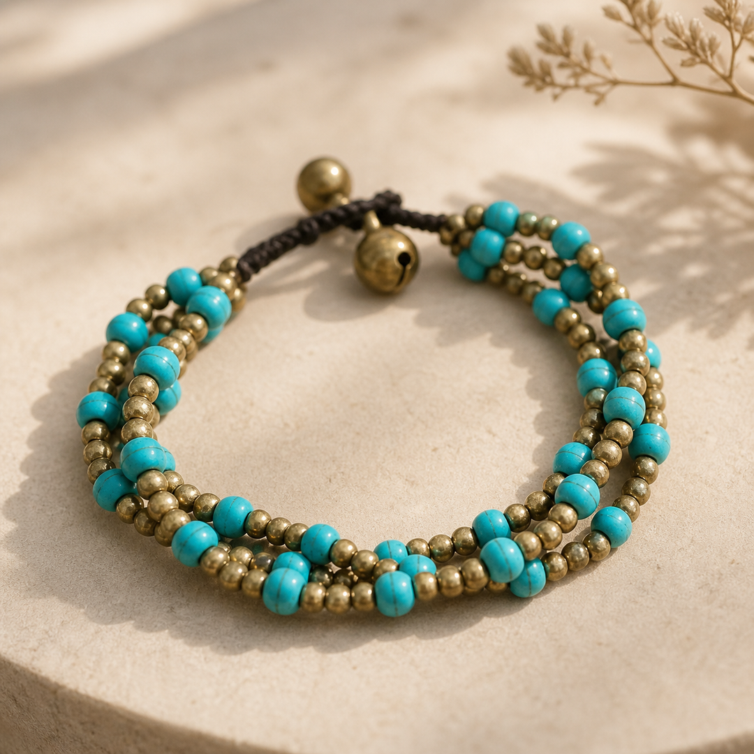 Harmony Bead Bracelet with Ajustable Closure - Thailand-Kannika (Deeproot Accessories - TH)-Turquoise-Lumily MZ Fair Trade Nena &amp; Co Hiptipico Novica Lucia&