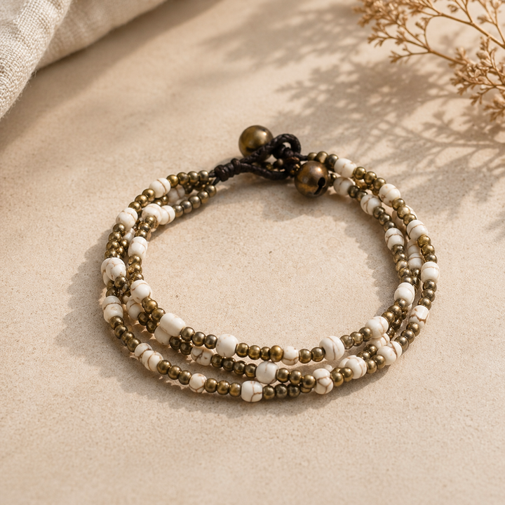Harmony Bead Bracelet with Ajustable Closure - Thailand-Kannika (Deeproot Accessories - TH)-White-Lumily MZ Fair Trade Nena &amp; Co Hiptipico Novica Lucia&