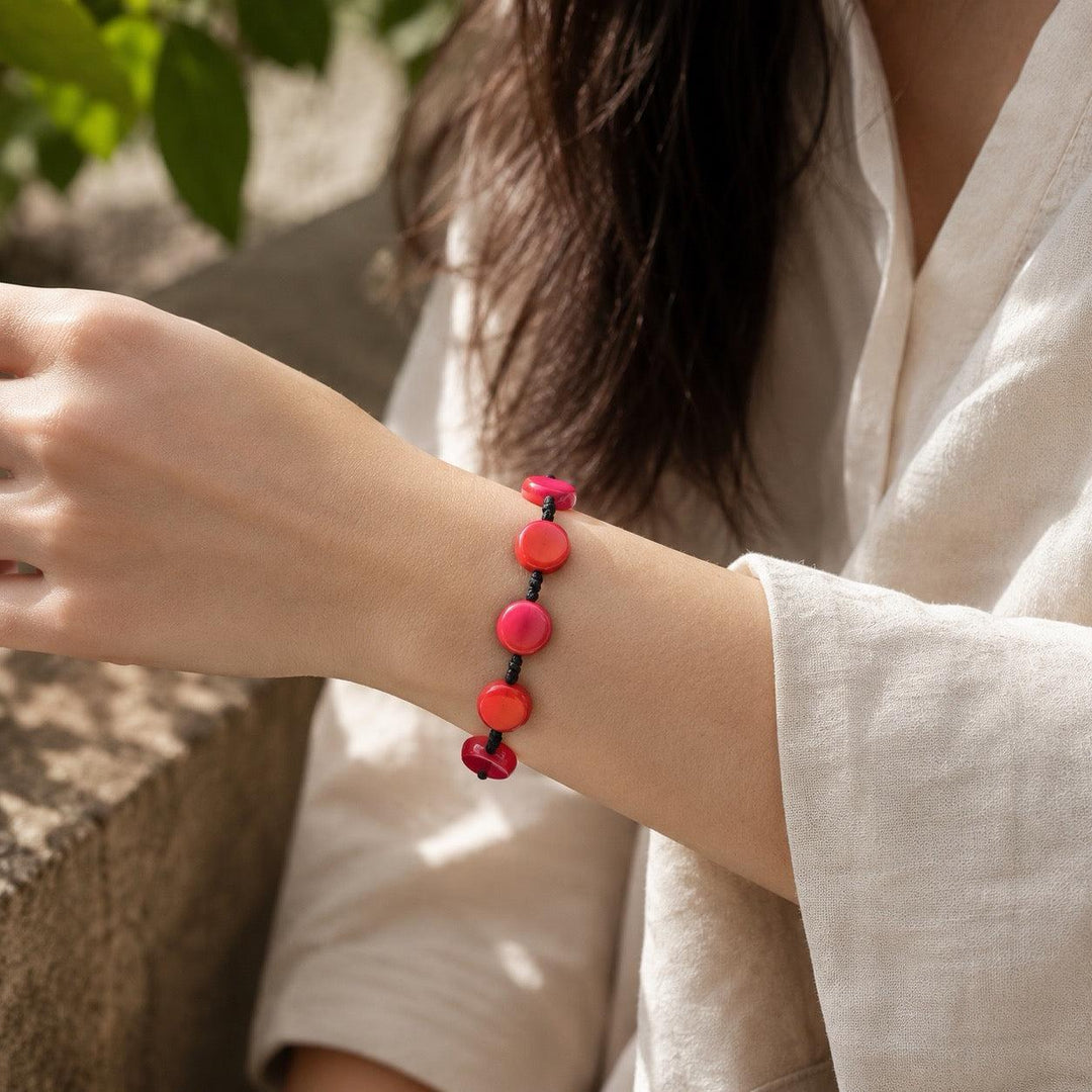 Knotted Stone Bead Bracelet Boho Adjustable Bracelet Fair Trade - Thailand-Jewelry-Nu-Lumily MZ Fair Trade Nena &amp; Co Hiptipico Novica Lucia&