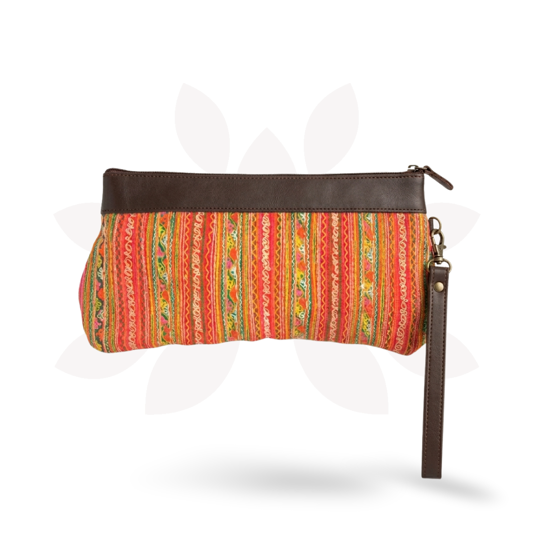 Upcycled Hmong Leather Cuff Wristlet - Thailand-Bags-Lumily-Lumily MZ Fair Trade Nena & Co Hiptipico Novica Lucia's World emporium