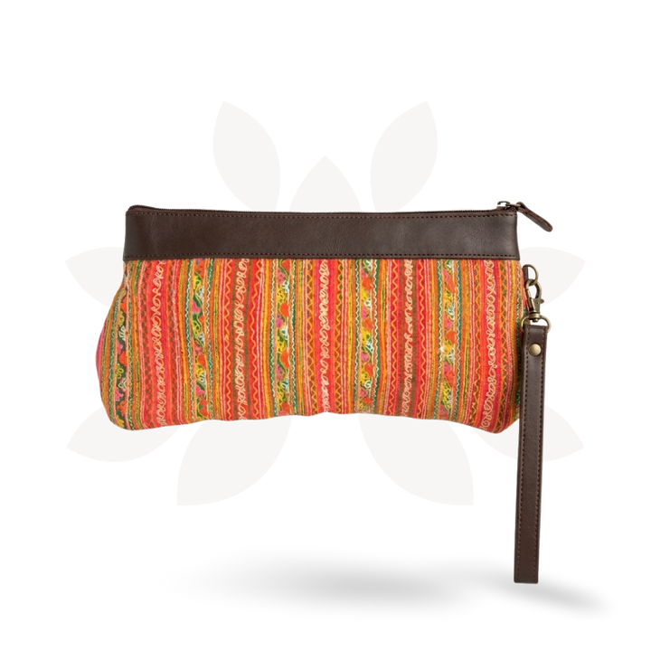 Upcycled Hmong Leather Cuff Wristlet - Thailand-Bags-Lumily-Lumily MZ Fair Trade Nena &amp; Co Hiptipico Novica Lucia&