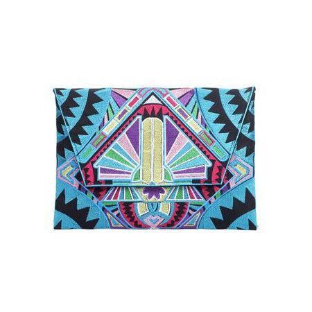 Embroidered Tahj Envelope Clutch | iPad Bag - Thailand-Lumily-Blue Green-Lumily MZ Fair Trade Nena & Co Hiptipico Novica Lucia's World emporium