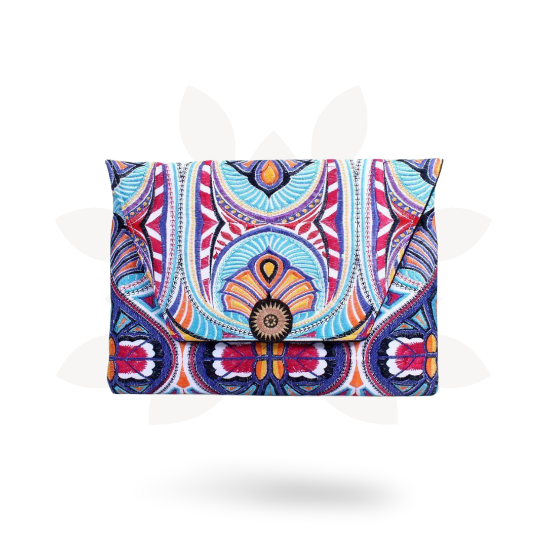 Embroidered Tahj Envelope Clutch | iPad Bag - Thailand-Lumily-Lumily MZ Fair Trade Nena & Co Hiptipico Novica Lucia's World emporium