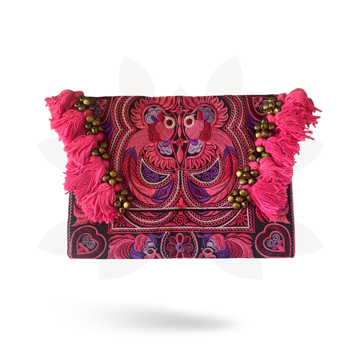 Adelita Embroidered Bird Boho Clutch iPad | Tablet Bag - Thailand-Bags-Lumily-Lumily MZ Fair Trade Nena &amp; Co Hiptipico Novica Lucia&