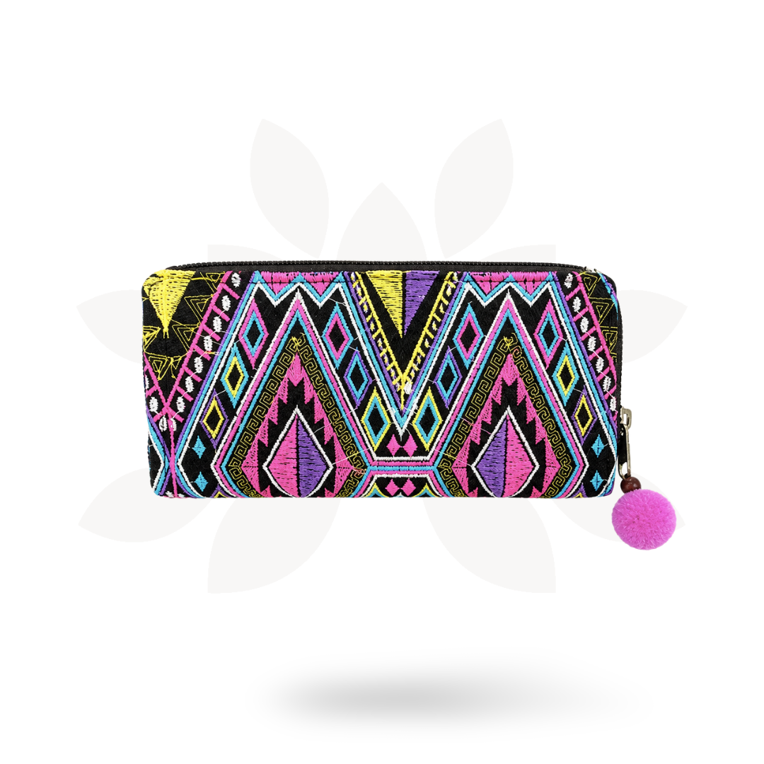 Aztek Diamond Embroidered Wallet - Thailand-Lumily-Lumily MZ Fair Trade Nena & Co Hiptipico Novica Lucia's World emporium
