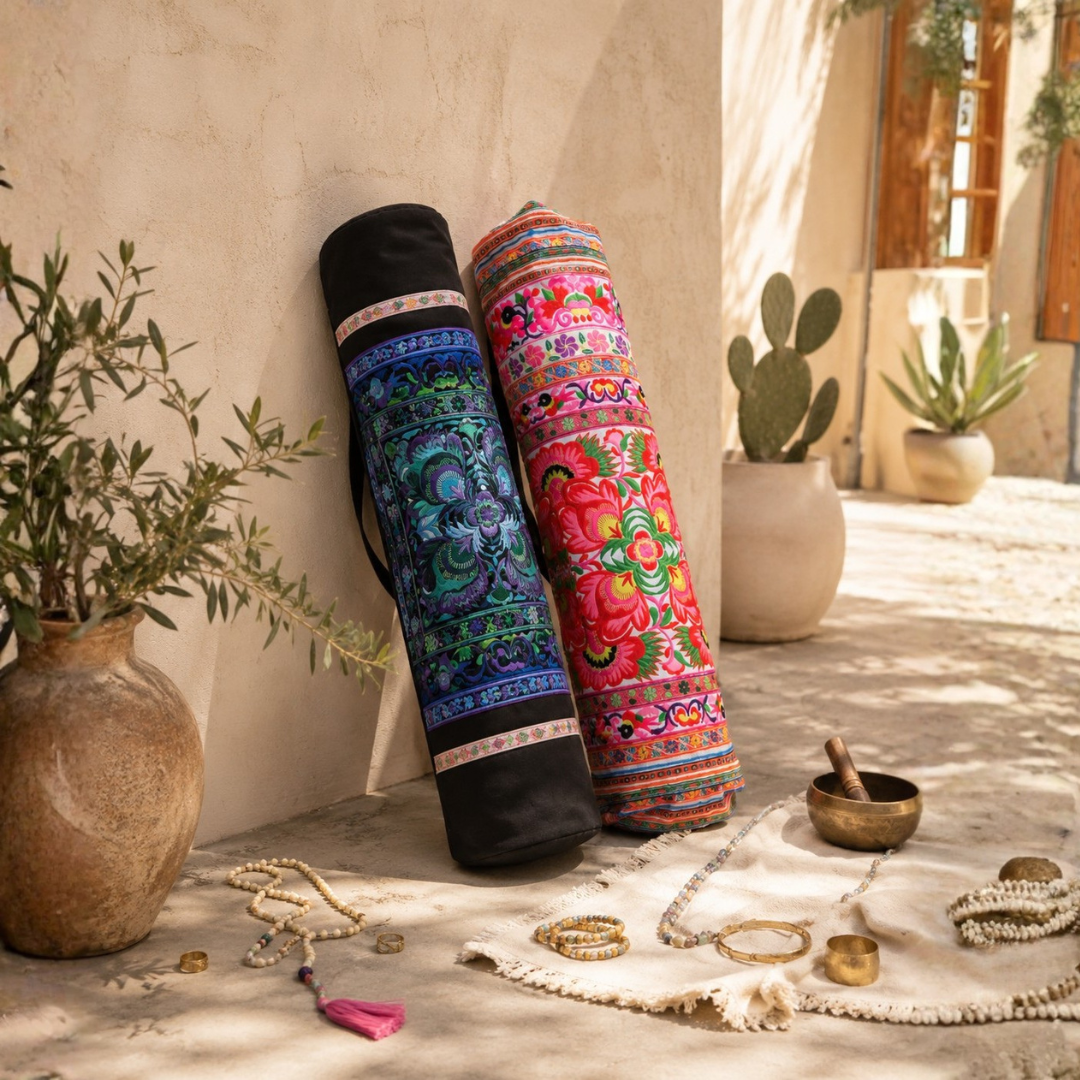 Happy Birds Embroidered Hmong Yoga Bag - Thailand-Bags-Wichai Shop-Lumily MZ Fair Trade Nena &amp; Co Hiptipico Novica Lucia&