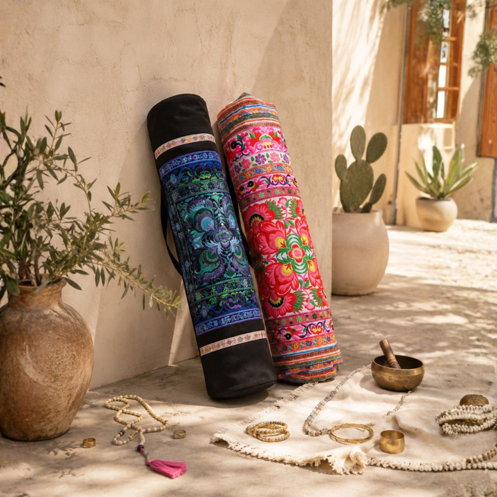 Happy Birds Embroidered Hmong Yoga Bag - Thailand-Bags-Wichai Shop-Lumily MZ Fair Trade Nena &amp; Co Hiptipico Novica Lucia&