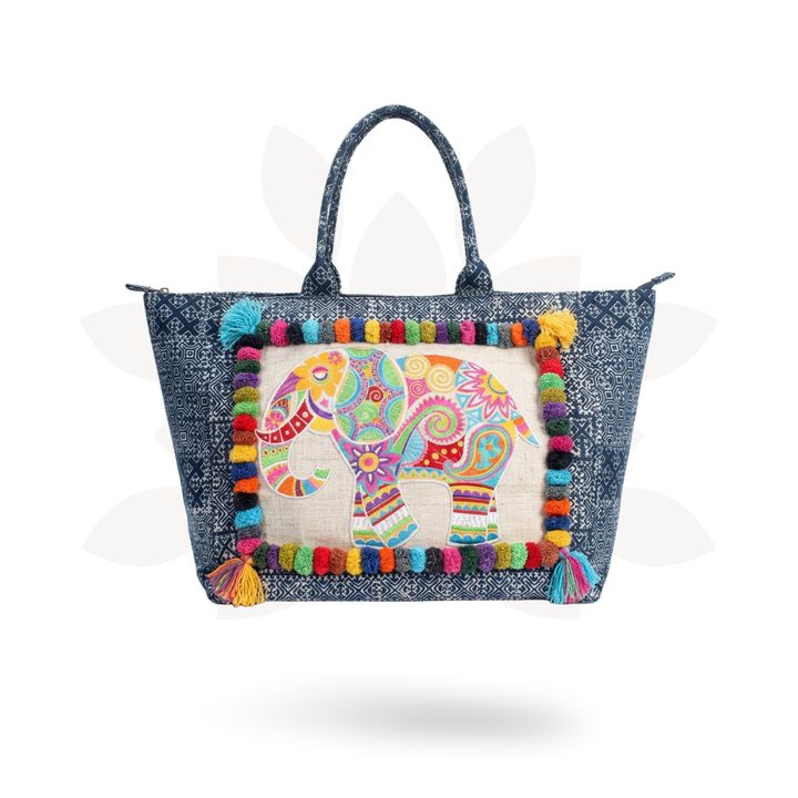 Oasis Batik Elephant Tote Bag - Thailand-Bags-Lumily-Lumily MZ Fair Trade Nena &amp; Co Hiptipico Novica Lucia&