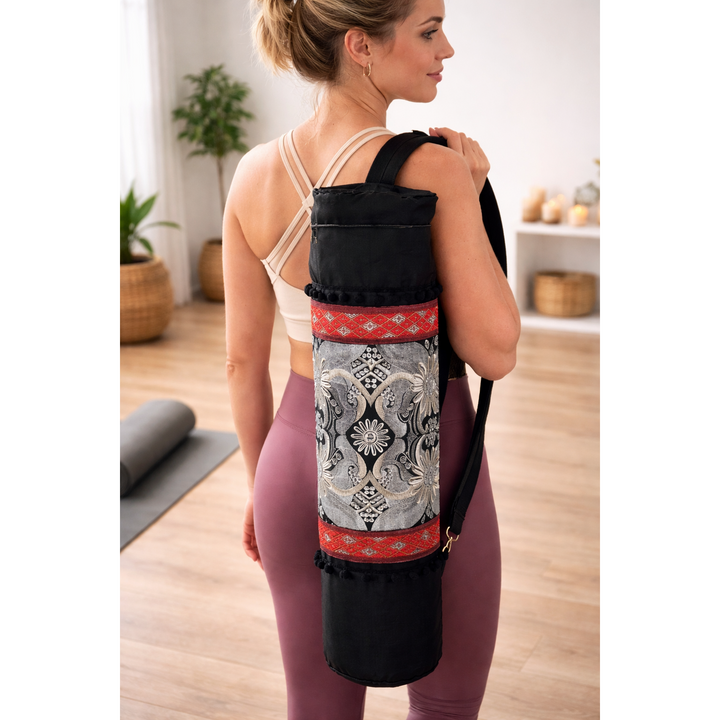 Daisy Embroidered Unique Boho Yoga Bag - Thailand-Bags-Wichai Shop-Lumily MZ Fair Trade Nena &amp; Co Hiptipico Novica Lucia&