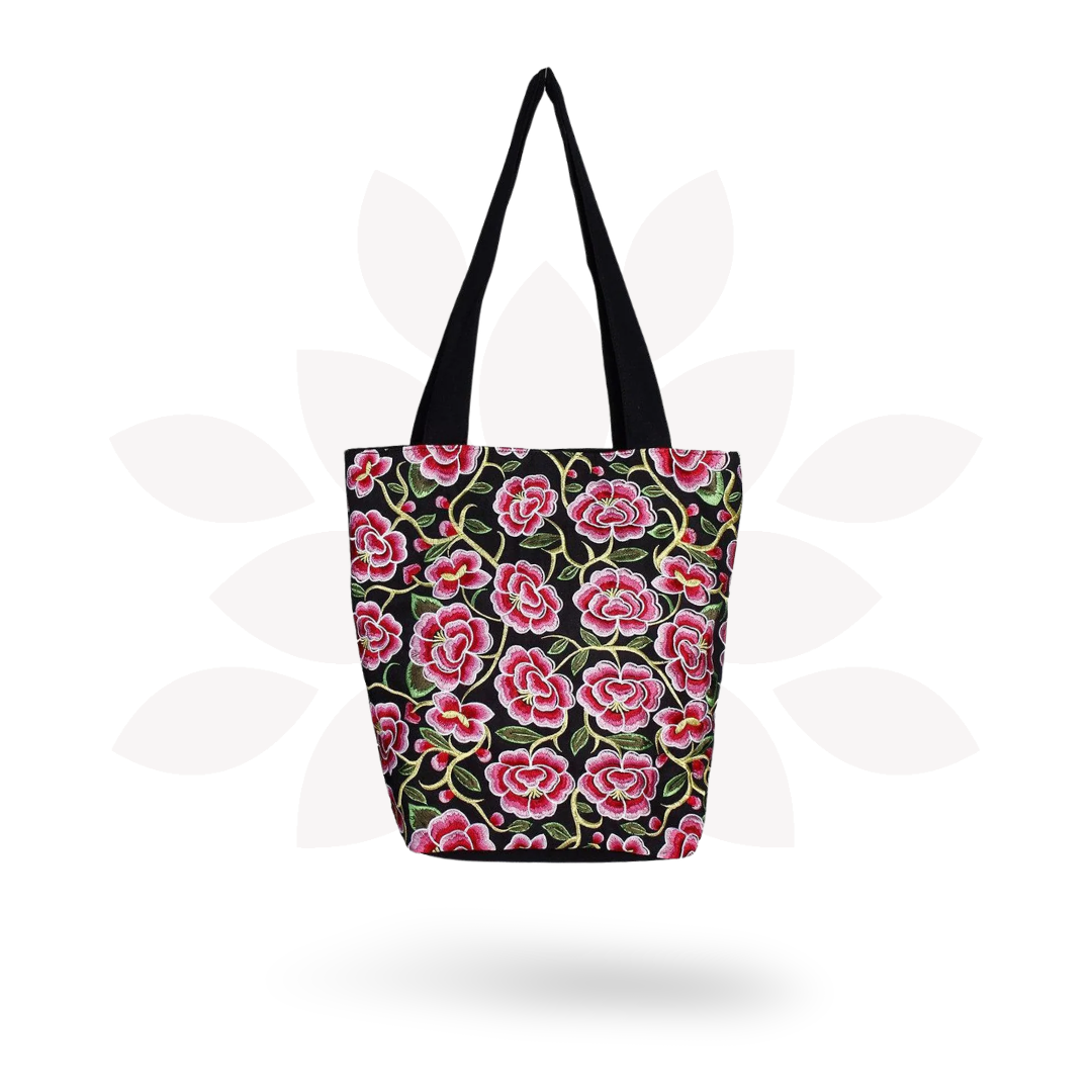 Flor Embroidered Flower Shoulder Bag - Thailand-Bags-Lumily-Lumily MZ Fair Trade Nena & Co Hiptipico Novica Lucia's World emporium