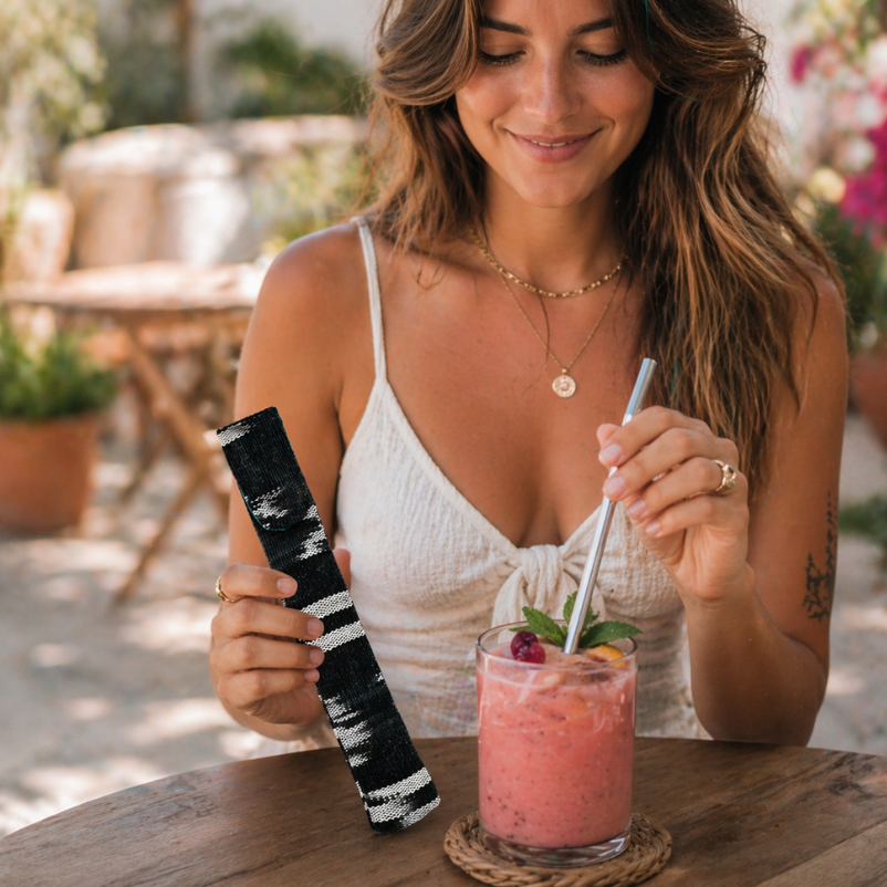 Reusable Sustainable Straw Kit with Straw and Cleaner - Guatemala-Accessories-Laura y Francisco (GU)-Lumily MZ Fair Trade Nena &amp; Co Hiptipico Novica Lucia&