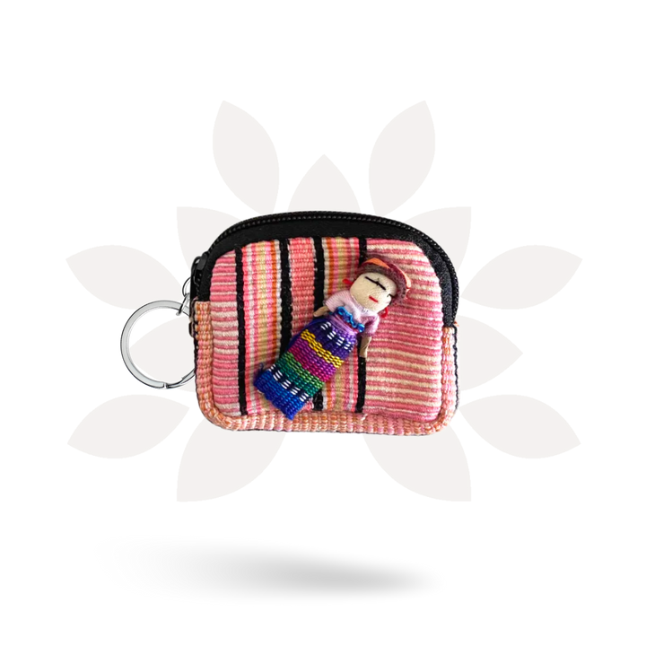 Worry Doll Tiny Bag Keychain | Coin Purse | AirPod Bag - Guatemala-Bags-Laura y Francisco (GU)-Lumily MZ Fair Trade Nena & Co Hiptipico Novica Lucia's World emporium