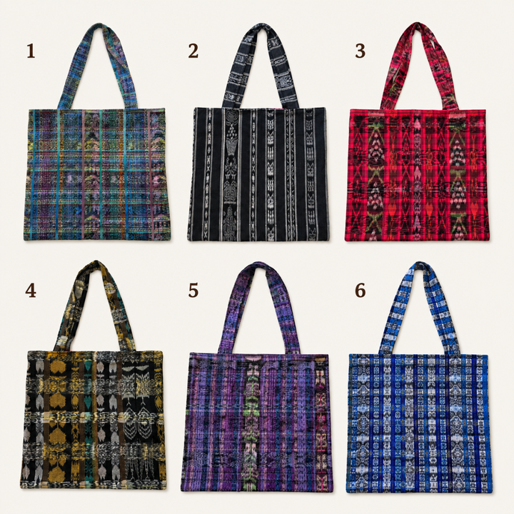 Upcycled Mayan Corte Tote Bag | Handmade Fair Trade Market Bag - Guatemala