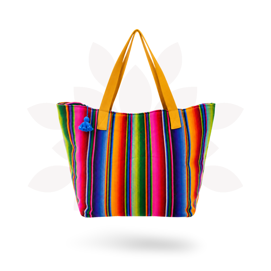Hacienda Stripe Sustainable Computer Overnight Tote - Guatemala-Bags-Laura y Francisco (GU)-Lumily MZ Fair Trade Nena & Co Hiptipico Novica Lucia's World emporium