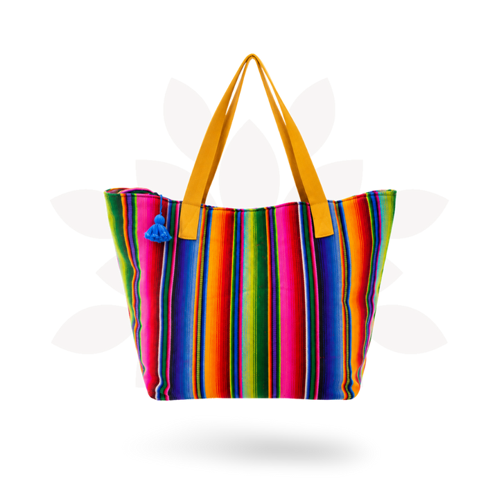 Hacienda Stripe Sustainable Computer Overnight Tote - Guatemala-Bags-Laura y Francisco (GU)-Lumily MZ Fair Trade Nena &amp; Co Hiptipico Novica Lucia&
