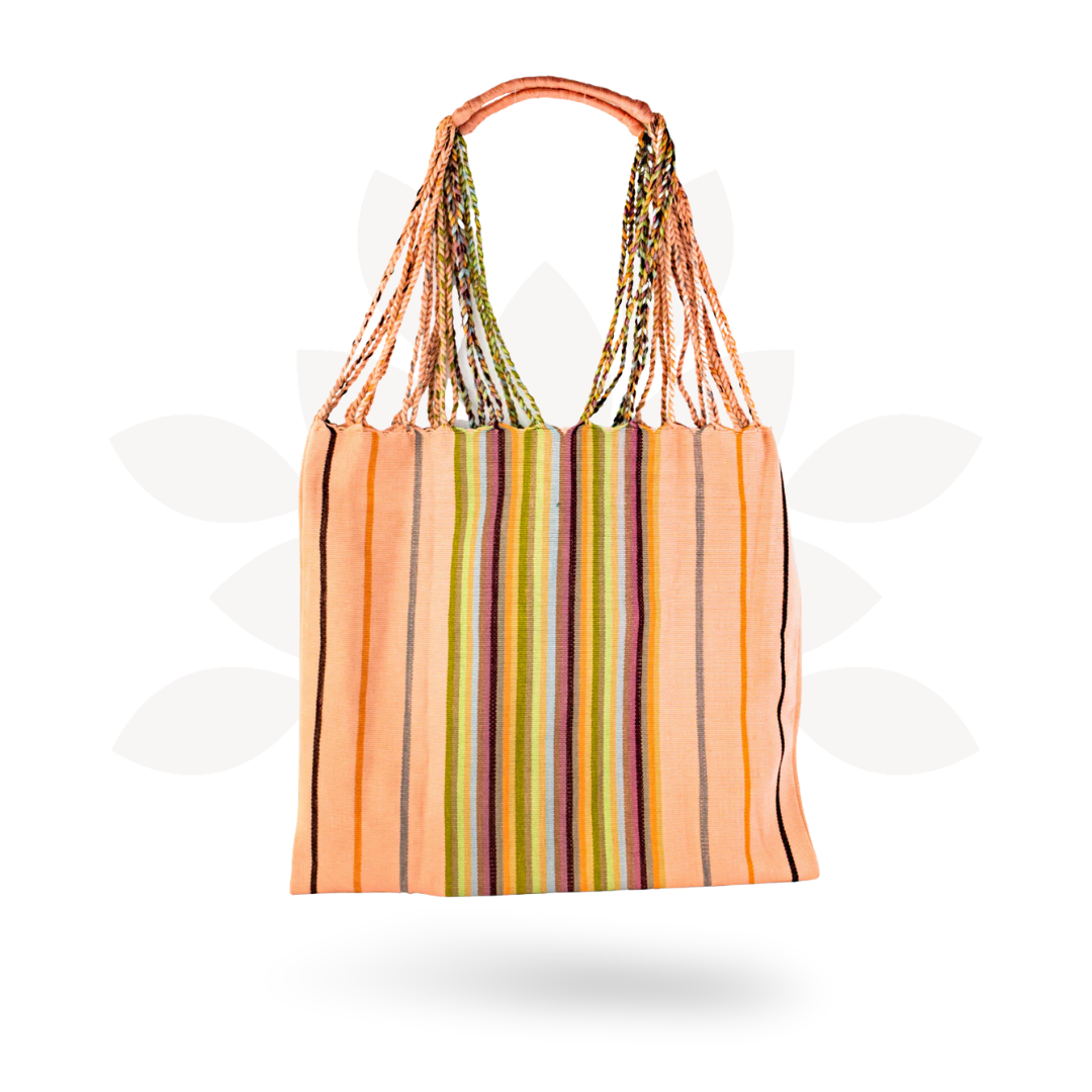 Poppy Woven Striped Tote | Hammock Bag - Mexico-Bags-Rebeca y Francisco (Mexico)-Lumily MZ Fair Trade Nena & Co Hiptipico Novica Lucia's World emporium