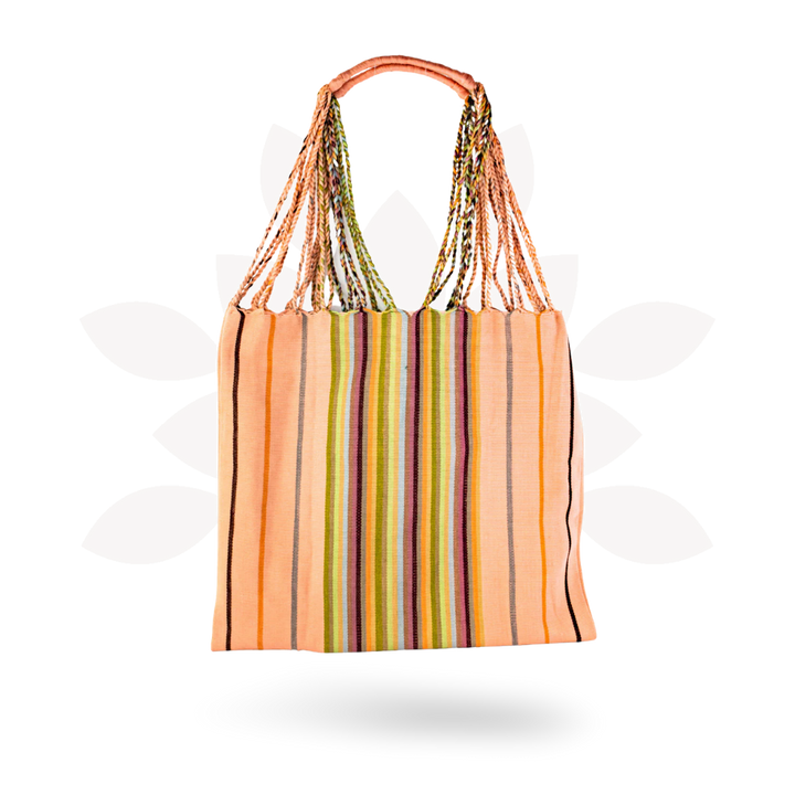 Poppy Woven Striped Tote | Hammock Bag - Mexico-Bags-Rebeca y Francisco (Mexico)-Lumily MZ Fair Trade Nena &amp; Co Hiptipico Novica Lucia&