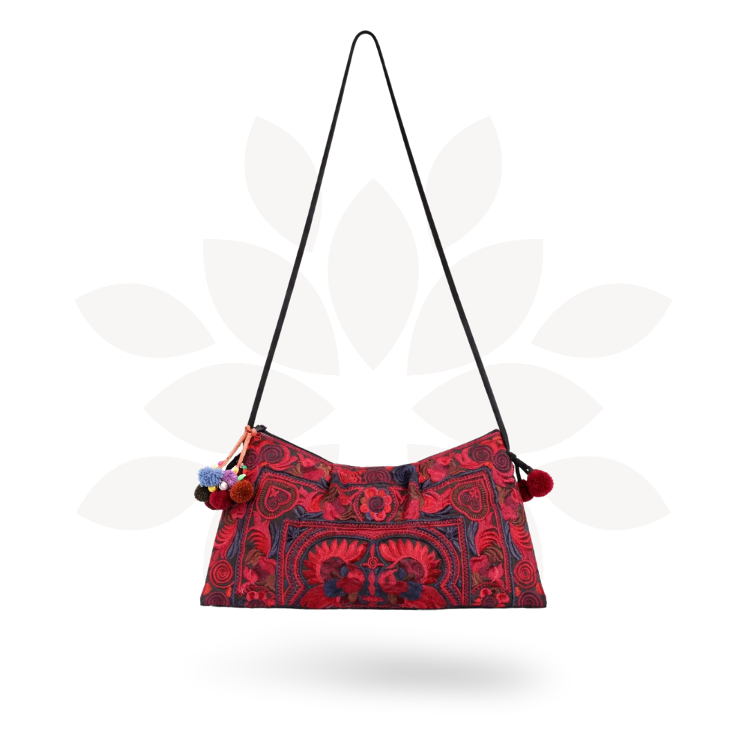 Leyla Embroidered Crossbody Hmong Purse - Thailand-Bags-Lumily-Lumily MZ Fair Trade Nena & Co Hiptipico Novica Lucia's World emporium