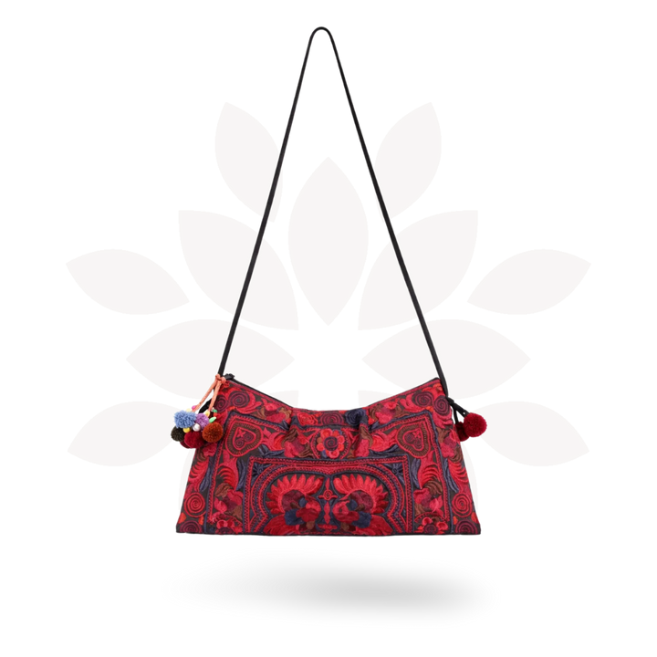 Leyla Embroidered Crossbody Hmong Purse - Thailand-Bags-Lumily-Lumily MZ Fair Trade Nena &amp; Co Hiptipico Novica Lucia&