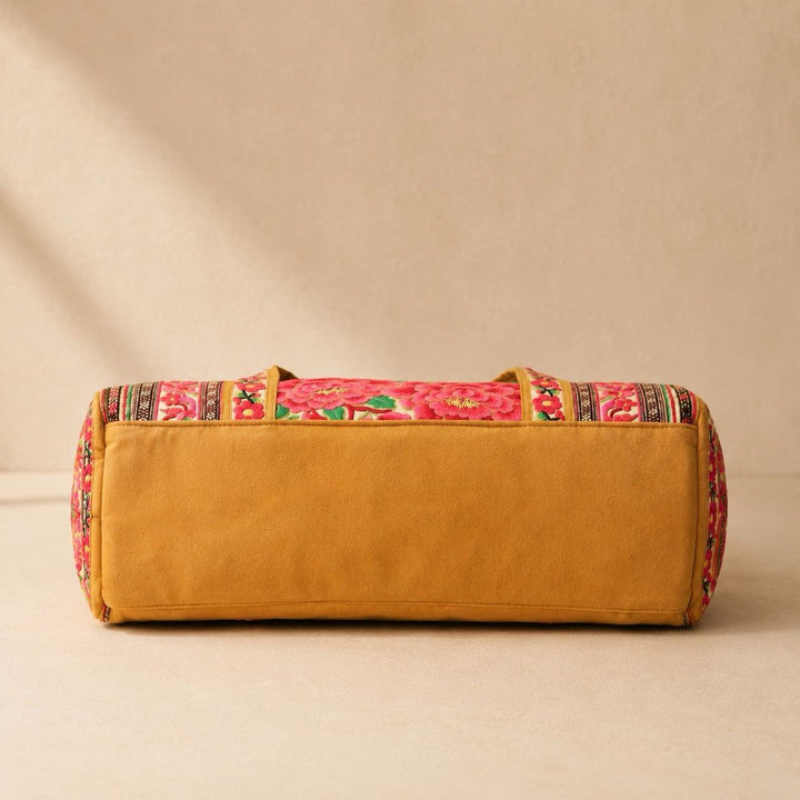 Floral Hmong Weekender Bag Boho Travel Duffel Fair Trade - Thailand-Bags-Ae (Thailand)-Lumily MZ Fair Trade Nena &amp; Co Hiptipico Novica Lucia&