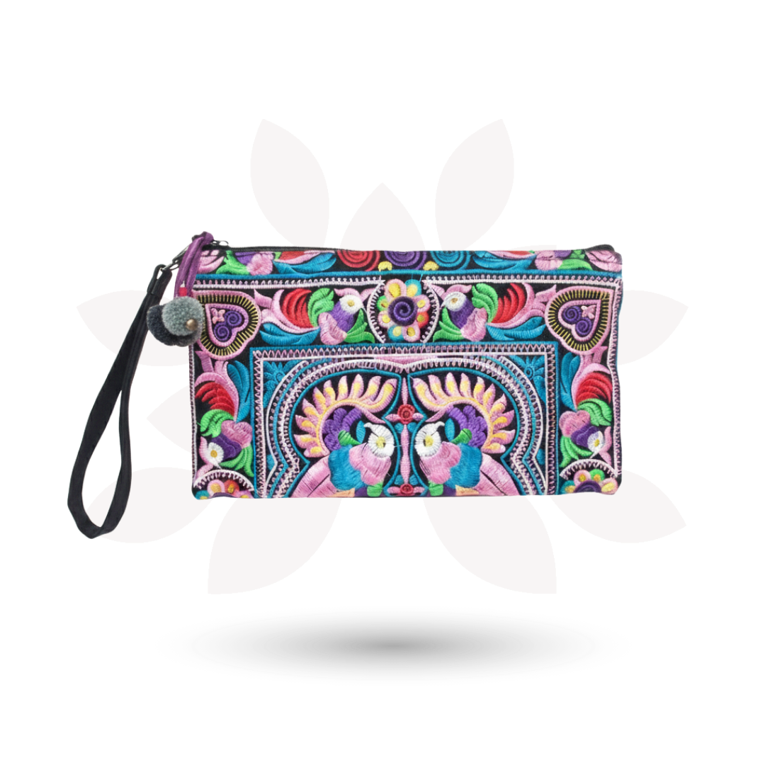 Prani Embroidered Hmong Wristlet - Thailand-Bags-Lumily-Lumily MZ Fair Trade Nena & Co Hiptipico Novica Lucia's World emporium