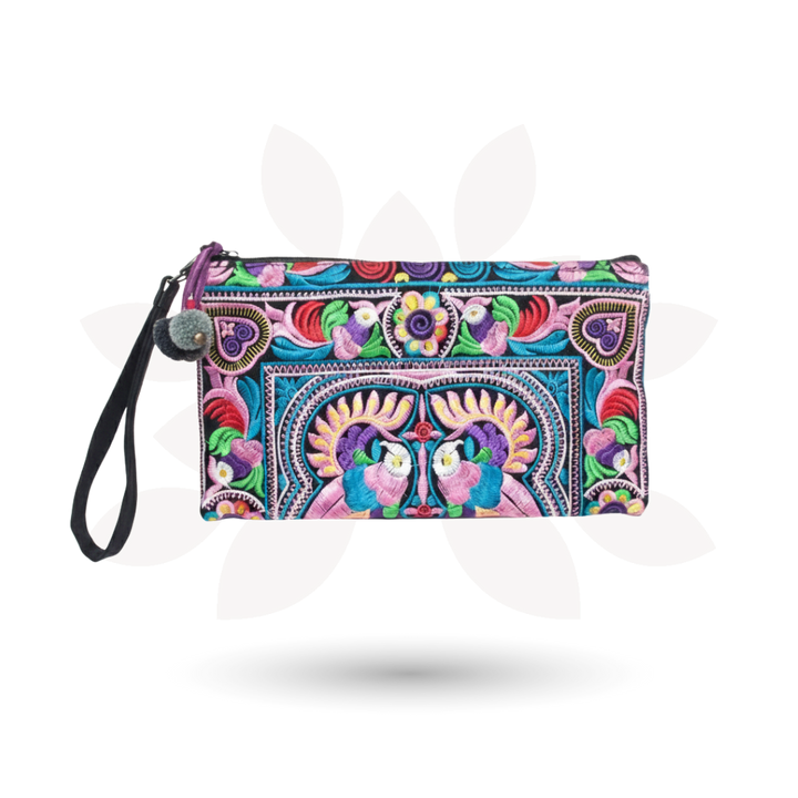 Prani Embroidered Hmong Wristlet - Thailand-Bags-Lumily-Lumily MZ Fair Trade Nena & Co Hiptipico Novica Lucia's World emporium