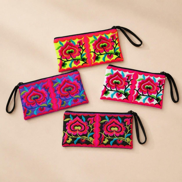 Hmong Embroidered Wristlet Clutch – Fair Trade Handmade Pouch - Thailand-Wristlets-Wichai (Hmong Bags - TH)-Assorted-Lumily MZ Fair Trade Nena &amp; Co Hiptipico Novica Lucia&