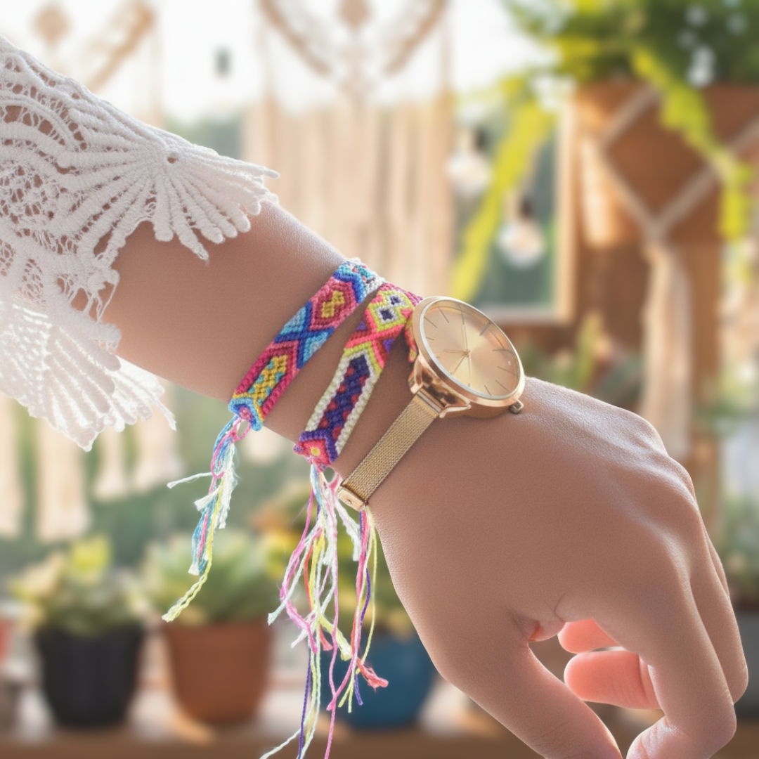 Friendship Macrame Woven Boho String Bracelet (4 Sizes) - Mexico-Jewelry-Rebeca y Francisco (Mexico)-Lumily MZ Fair Trade Nena & Co Hiptipico Novica Lucia's World emporium