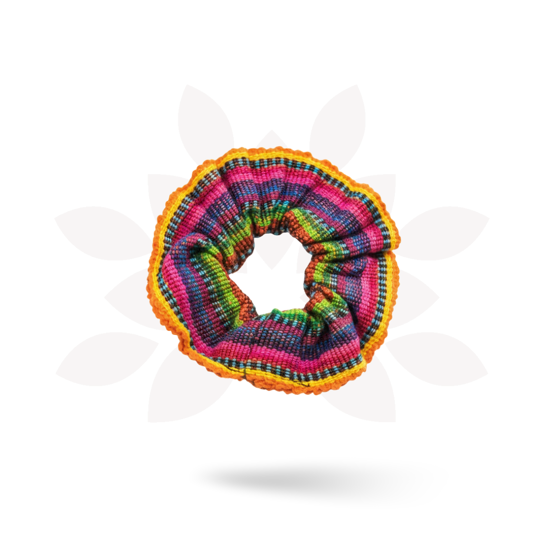 Sustainable Textile Multicolor Hair Scrunchie - Guatemala-Accessories-Laura y Francisco (GU)-Lumily MZ Fair Trade Nena & Co Hiptipico Novica Lucia's World emporium