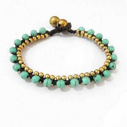 Stackable Bracelet with Brass Beads - Thailand-Jewelry-Lumily-Turquoise-Lumily MZ Fair Trade Nena & Co Hiptipico Novica Lucia's World emporium