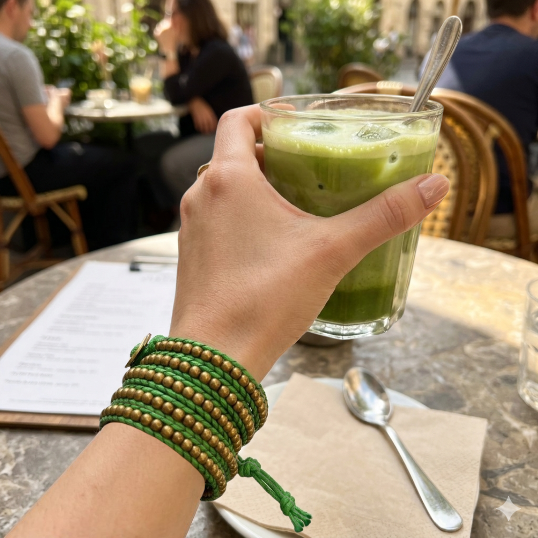 Lime Green Beaded Wrap Bracelet | Handmade Fair Trade Jewelry from Thailand | Boho Brass Bead-Jewelry-Lumily-Lumily MZ Fair Trade Nena &amp; Co Hiptipico Novica Lucia&