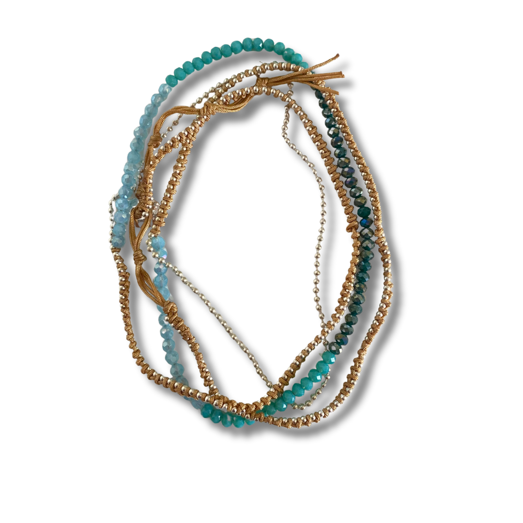 Anita Bead and Chain Wrap Bracelet | Necklace Assorted - Thailand-Jewelry-Lumily-Blue-Lumily MZ Fair Trade Nena & Co Hiptipico Novica Lucia's World emporium