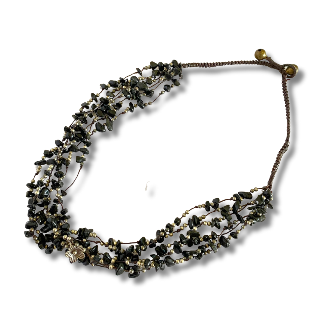 Bundle: 6 Piece .925 Hmong Silver Black Stone Necklaces - Thailand-Necklace-Lumily-Lumily MZ Fair Trade Nena & Co Hiptipico Novica Lucia's World emporium