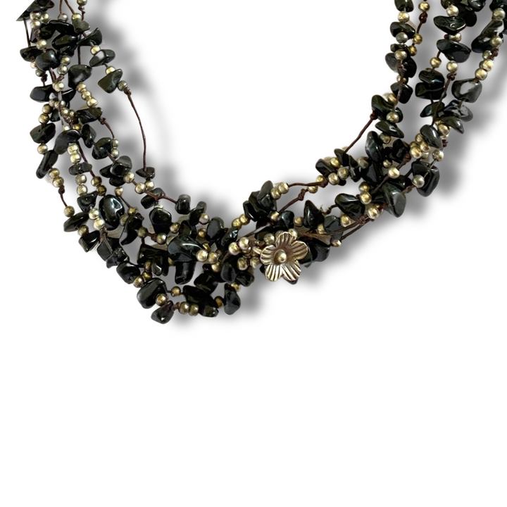 Bundle: 6 Piece .925 Hmong Silver Black Stone Necklaces - Thailand-Necklace-Lumily-Lumily MZ Fair Trade Nena & Co Hiptipico Novica Lucia's World emporium