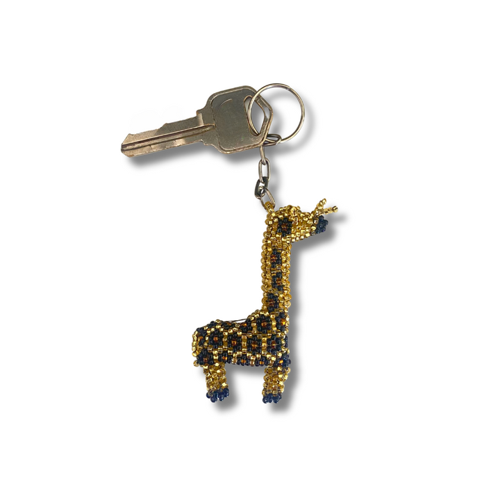 Giraffe Seed Bead Key Chain - Mexico-Keychains-Pascuala (MX)-Lumily MZ Fair Trade Nena & Co Hiptipico Novica Lucia's World emporium