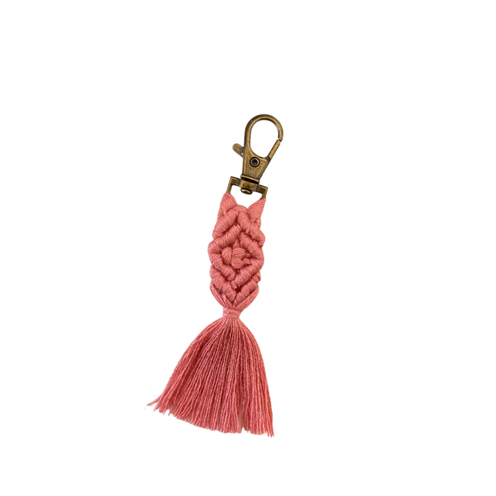 Macrame Zipper Pull Bag Charm Tassel Decor - Thailand-Zipper Pulls-Pichayada (Nu Shop - TH)-Rose-Lumily MZ Fair Trade Nena & Co Hiptipico Novica Lucia's World emporium