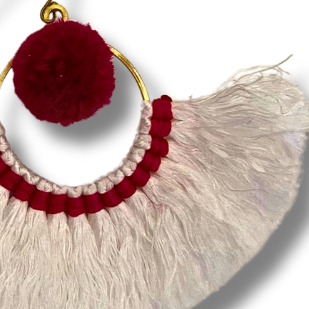 Half Moon Tassel Earrings Boho Cotton Fringe Earrings Fair Trade - Thailand-Jewelry-Kannika Chimkam-Lumily MZ Fair Trade Nena &amp; Co Hiptipico Novica Lucia&