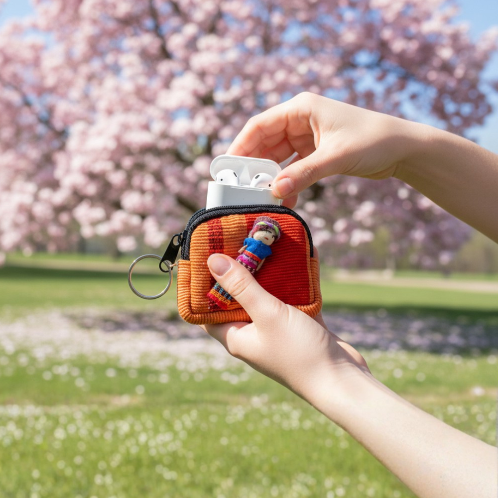 Worry Doll Tiny Bag Keychain | Coin Purse | AirPod Bag - Guatemala-Bags-Laura y Francisco (GU)-Lumily MZ Fair Trade Nena & Co Hiptipico Novica Lucia's World emporium