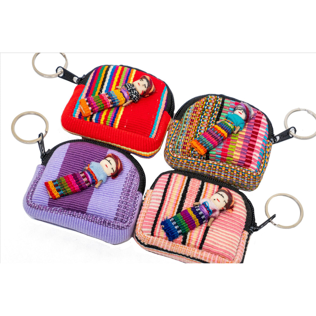 Worry Doll Tiny Bag Keychain | Coin Purse | AirPod Bag - Guatemala-Bags-Laura y Francisco (GU)-Lumily MZ Fair Trade Nena & Co Hiptipico Novica Lucia's World emporium