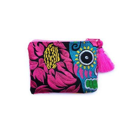 Culturas Embroidered Sugar Skull Coin Purse - Thailand-A-kumpoy (Ae Bags - TH)-Lumily MZ Fair Trade Nena & Co Hiptipico Novica Lucia's World emporium