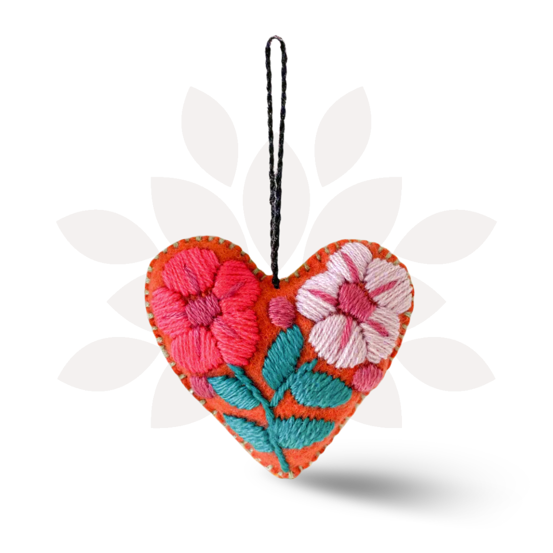Pick Color! Corazon Heart Embroidered Handmade Valentine's Day Gift Ornament - Mexico-Decor-Rebeca y Francisco (Mexico)-Lumily MZ Fair Trade Nena & Co Hiptipico Novica Lucia's World emporium