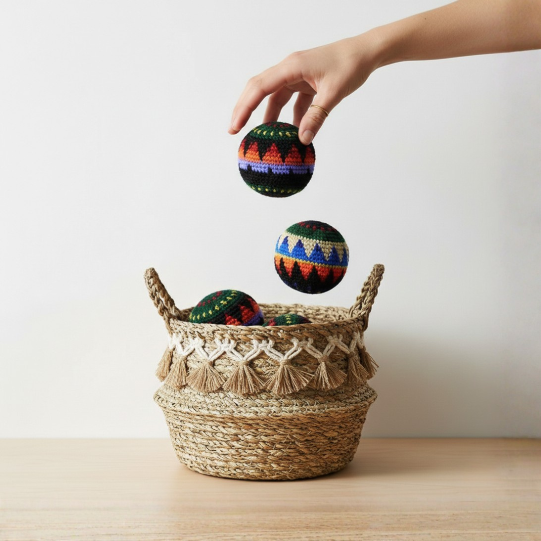 Crochet Multicolor Hacky Sack Stress Ball | Bocce Ball - Guatemala-Accessories-Juana (GU)-Lumily MZ Fair Trade Nena & Co Hiptipico Novica Lucia's World emporium