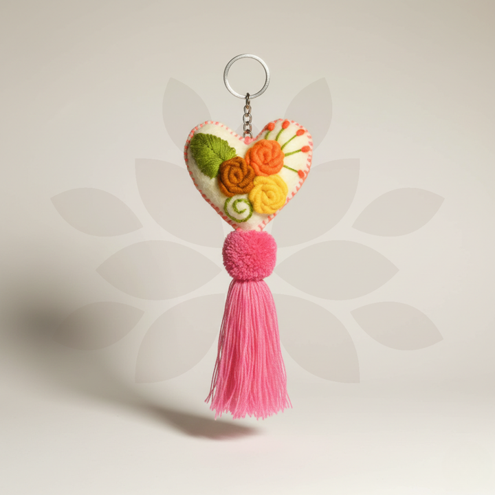 Rapture Embroidered Heart Love Handmade Key Chain | Zipper Pull - Mexico-Zipper Pulls-Rebeca y Francisco (Mexico)-Lumily MZ Fair Trade Nena & Co Hiptipico Novica Lucia's World emporium