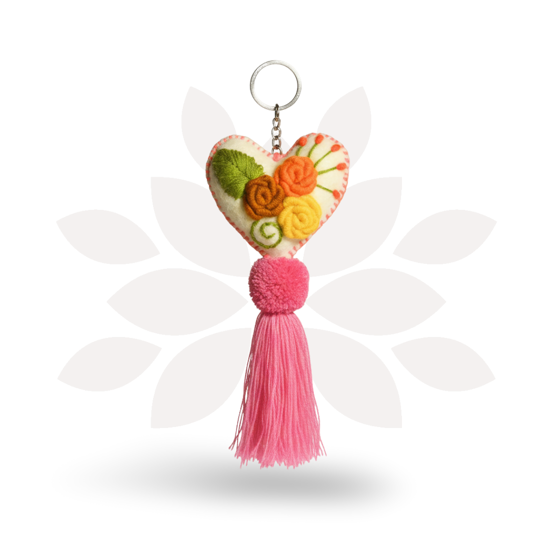 Rapture Embroidered Heart Love Handmade Key Chain | Zipper Pull - Mexico-Zipper Pulls-Rebeca y Francisco (Mexico)-Lumily MZ Fair Trade Nena & Co Hiptipico Novica Lucia's World emporium