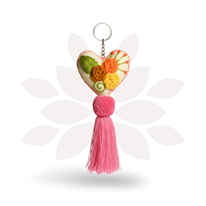 Rapture Embroidered Heart Love Handmade Key Chain | Zipper Pull - Mexico-Zipper Pulls-Rebeca y Francisco (Mexico)-Lumily MZ Fair Trade Nena & Co Hiptipico Novica Lucia's World emporium